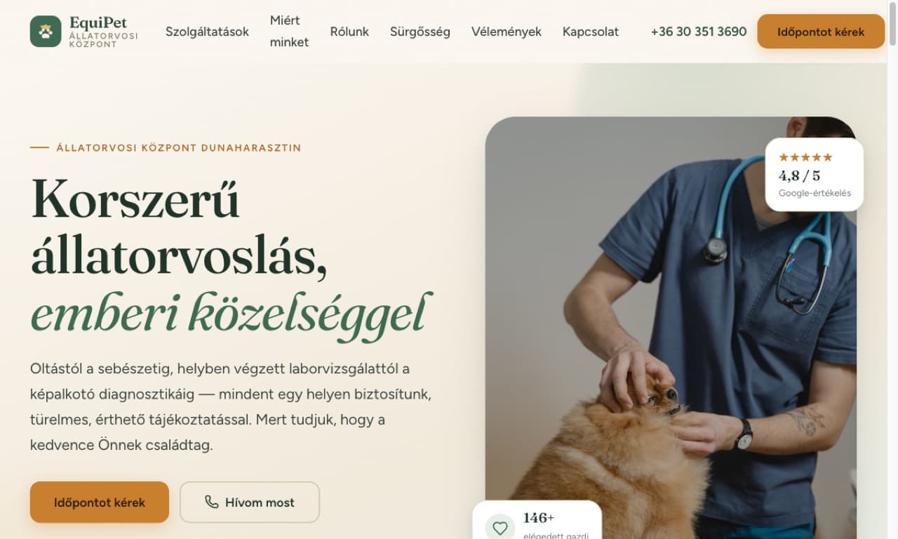 EquiPet Állatorvosi Központ, weboldal