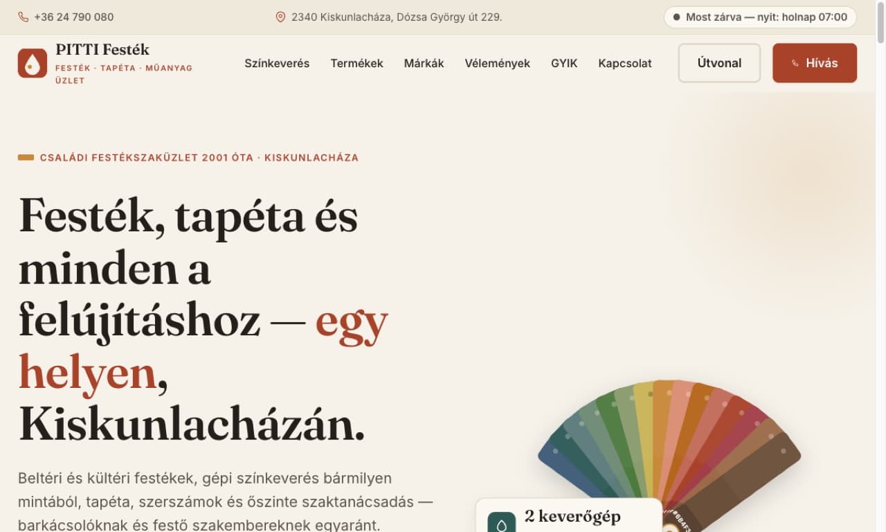 Festék-Tapéta Üzlet, weboldal